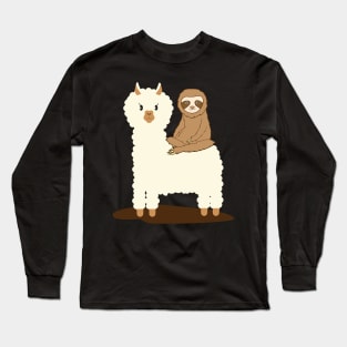 Sloth Riding Llama Funny Long Sleeve T-Shirt